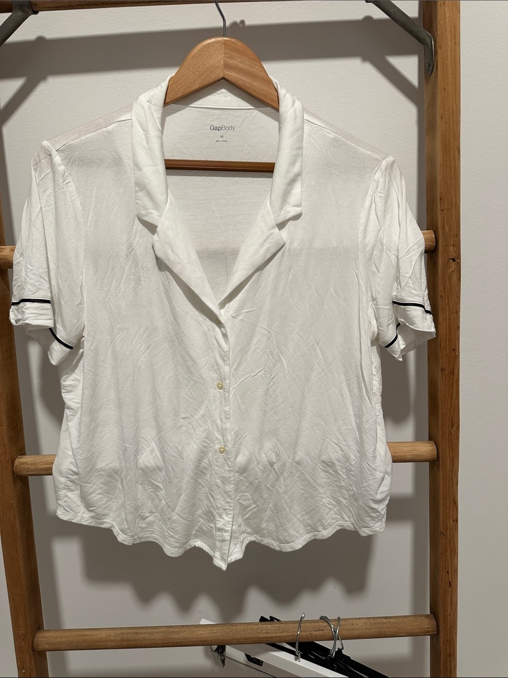 Gap White Short-Sleeve Button sleep top